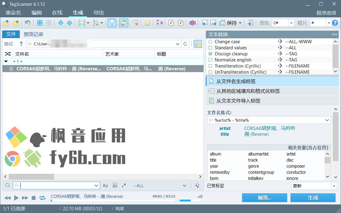 Windows TagScanner音乐标签 v6.1.12 中文版