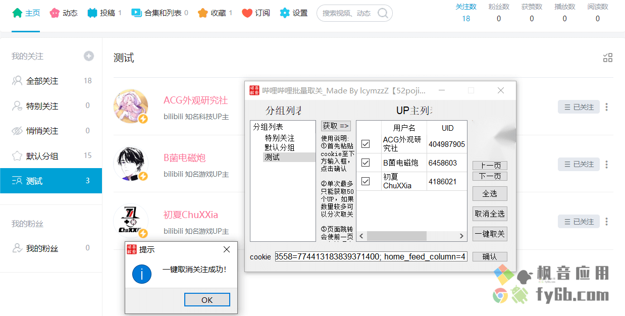 Windows 哔哩哔哩批量取关_v1.0 便携版